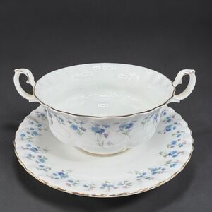Royal Albert Memory Lane Cream Soup Bowl‎ and Saucer Bone China England Floral